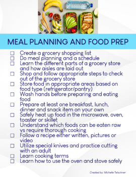 Preview of Life Skills Check List -Visual Checklist for Meal Planning and Food Safety