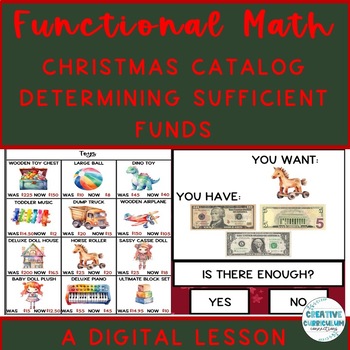 Preview of Life Skills Christmas Catalog Math Determining Sufficient Funds Digital Lesson