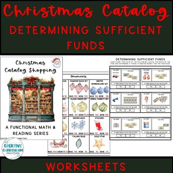 Preview of Life Skills Christmas Catalog Math Determining Sufficient Funds Worksheets