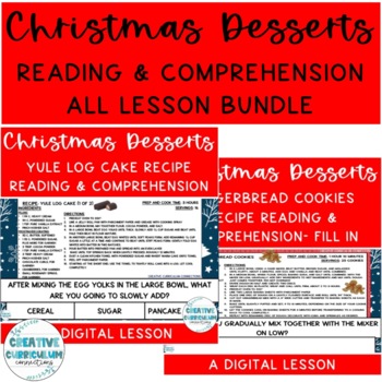 Preview of Life Skills Christmas Desserts Recipe Reading & Comprehension GROWING BUNDLE