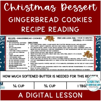 Preview of Life Skills Christmas Gingerbread Cookies Recipe Read & Comp Digital Lesson 2
