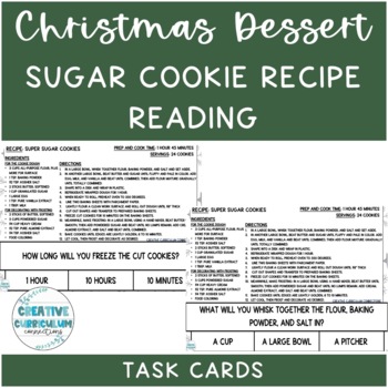 Preview of Life Skills Christmas Sugar Cookies Recipe Read & Comp Task Cards