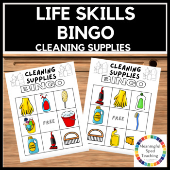 Preview of Life Skills: Cleaning Supplies Identification Bingo 