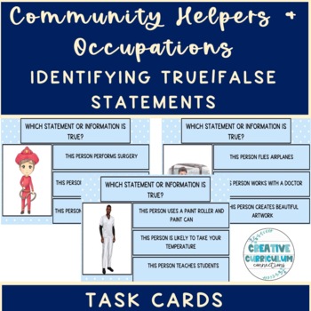 Preview of Life Skills Community Helpers & Occupations Which is True Task Cards