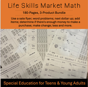Preview of Menu Math Dollar Up Special Education Life Skills MEGA Math Bundle