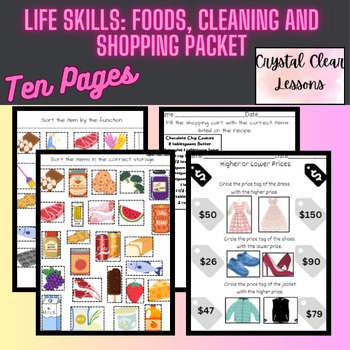 Preview of Life Skills: Cooking, Cleaning, Shopping Cut & Paste Packet