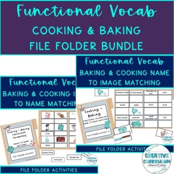 Preview of Life Skills Cooking Functional Vocab Word Series 1-3 File Folders Growing Bundle