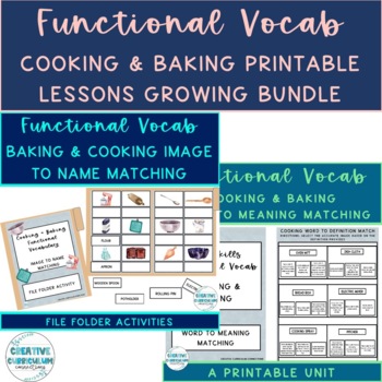 Preview of Life Skills Cooking Functional Vocab Word Series 1-3 Printables Growing Bundle