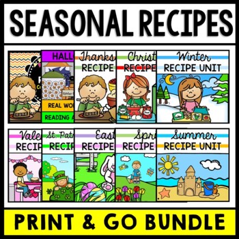 Preview of Life Skills - Cooking - Recipes - Recipe Worksheets - WHOLE YEAR BUNDLE