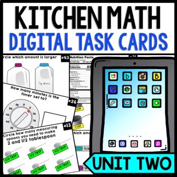 Preview of Life Skills - Cooking - Task Cards - Kitchen Math - GOOGLE