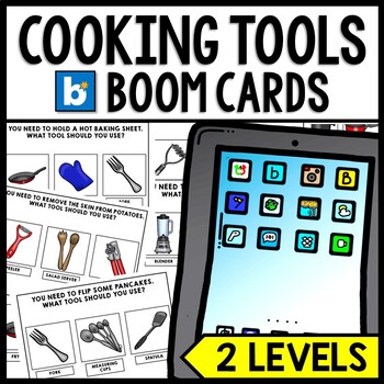 Preview of Life Skills - Cooking Vocabulary - Cooking Tools Task Cards - Boom Cards