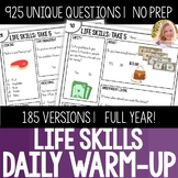 Life Skills Daily Warm Up Activity. Special Education High