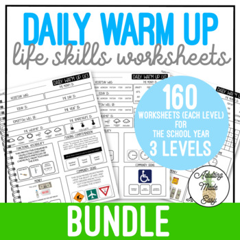 Preview of Life Skills Daily Warm Up Worksheets BUNDLE