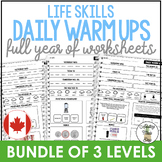 Life Skills Daily Warm Up Worksheets CANADIAN