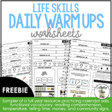 Life Skills Daily Warm Up Worksheets FREEBIE