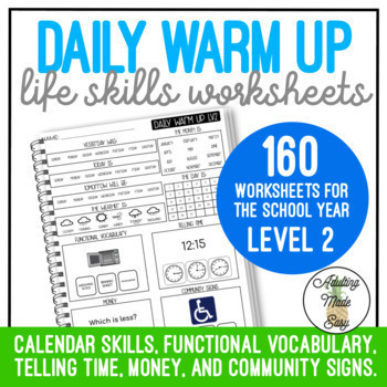 Preview of Life Skills Daily Warm Up Worksheets Level 2