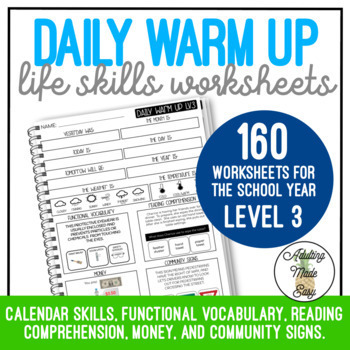 Preview of Life Skills Daily Warm Up Worksheets Level 3