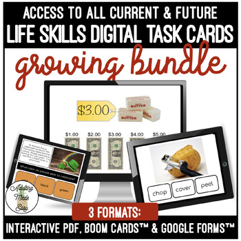 Preview of Life Skills Digital Task Card GROWING BUNDLE