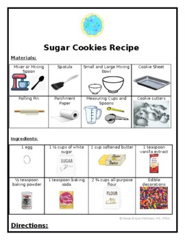 life skills easy sugar cookies recipe checklist by miss renee ot