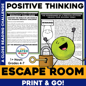 Preview of Self-Esteem Escape Room | Positive Self Talk | Life Skills Reading Comprehension