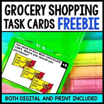 Preview of Life Skills - FREEBIE - Grocery Store Shopping - Task Cards - Special Education