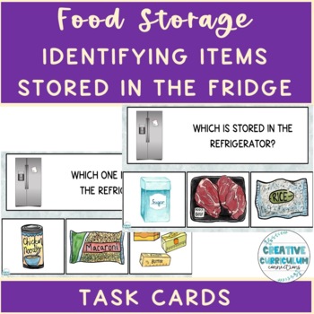 Preview of Life Skills Food Storage Identifying Items Stored In A Fridge Task Cards