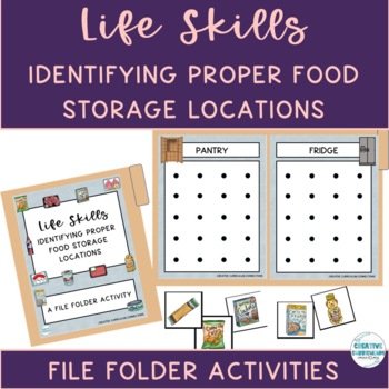 Preview of Life Skills Food Storage Sorting Groceries/Food To Storage Location File Folders
