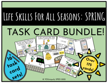Preview of Life Skills For All Seasons Task Cards Bundle: Spring