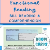 Preview of Life Skills FunctionaL Reading Bill Reading & Comprehension Boom Cards 2