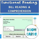 Preview of Life Skills FunctionaL Reading Bill Reading & Comprehension Boom Cards 3