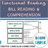 Preview of Life Skills FunctionaL Reading Bill Reading & Comprehension Boom Cards 8