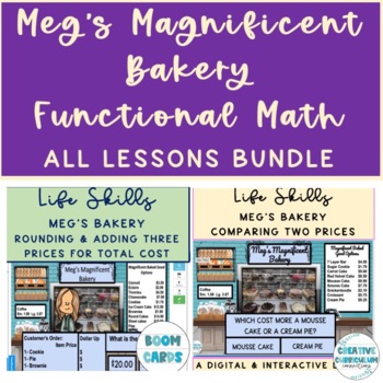 Preview of Life Skills Functional Math Meg's Bakery All Lesson Bundle