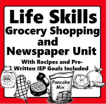 Preview of Life Skills Distance Learning Special Education Grocery Shopping and Recipe Unit