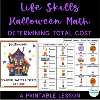 Preview of Life Skills Halloween Shopping Math Total Cost Calculation Level 1 Print Unit