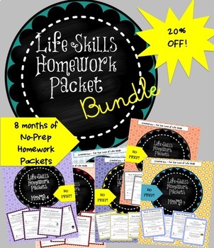 Preview of Life Skills Homework Packets Bundled