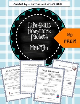 Preview of Life Skills Homework Packets Month 1