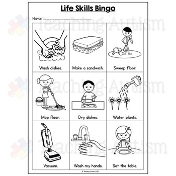Life Skills Homework Special Education Activities By Teaching Autism