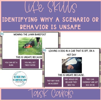 Preview of Life Skills Identifying Why a Scenario or Behavior is Unsafe Task Cards 2