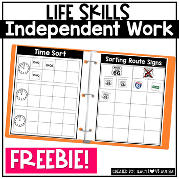 Preview of Life Skills Independent Work Binder Freebie