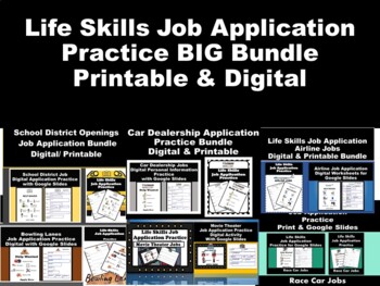Preview of Life Skills Job Application BIG  Practice Bundle Printable/ Digital-Google Slide
