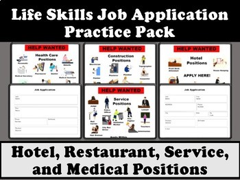 Preview of Life Skills Job Application Pack- Hotel, Medical, Construction, Service Jobs