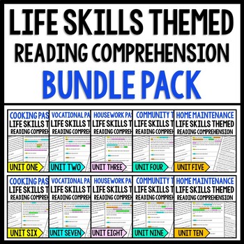Preview of Life Skills - Job Skills - Reading Comprehension - Special Education BUNDLE