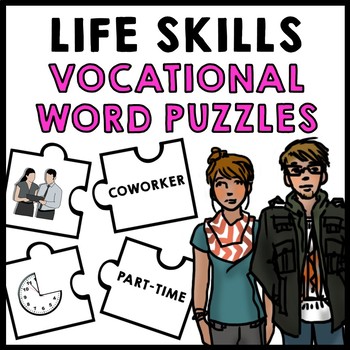 Preview of Life Skills - Job Vocabulary - Vocational Words - Transition - Puzzle