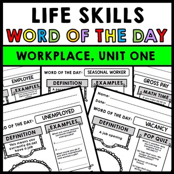 Preview of Life Skills - Jobs - Workplace - Vocabulary - Word of the Day - Vocational