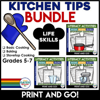 Preview of Life Skills Kitchen Safety | Cooking Reading Comprehension | Writing BUNDLE