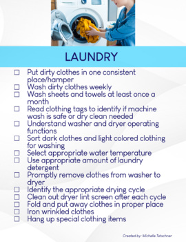 Preview of Life Skills Check List -Visual Checklist for Laundry