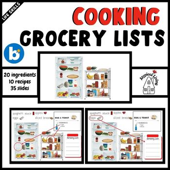 Preview of Life Skills: COOKING: Making Grocery Lists from Recipes- What's Missing? BOOM
