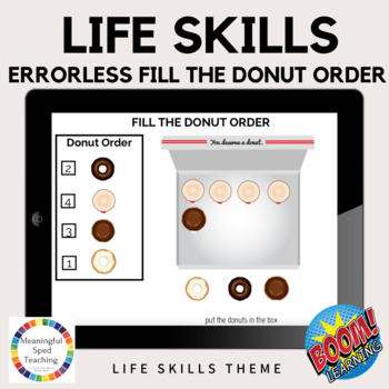 Preview of Life Skills Math Errorless Counting and Inventory Donut Order Boom Cards™