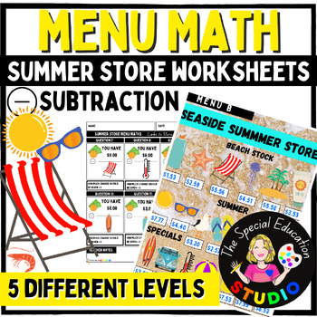Preview of Life Skills Math Menu Special Education Subtraction High School Math Centers ESY