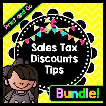 Preview of Life Skills Math, Money, and Reading: Tips, Sales Tax, and Discount BUNDLE